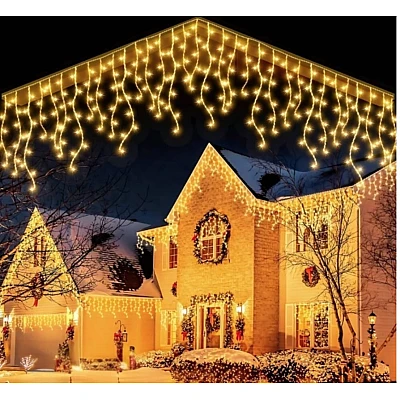 Instalatie 30 metri ALB CALD 1200 LED tip turturi franjuri Instalatie 30 metri ALB CALD 1200 LED tip turturi franjuri