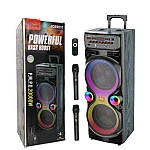 Boxa portabila JQS9033 putere 20000W PMPO Bass Boost RGB 2 microfoane 2 x 10inch