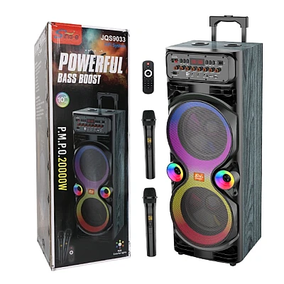 Boxa portabila JQS9033 putere 20000W PMPO Bass Boost RGB 2 microfoane 2 x 10inch Boxa portabila JQS9033 putere 20000W PMPO Bass Boost RGB 2 microfoane 2 x 10inch