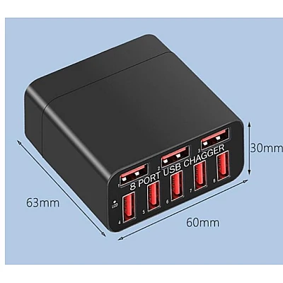 Adaptor priza X82 cu 8 porturi USB 3.0 putere 40W Adaptor priza X82 cu 8 porturi USB 3.0 putere 40W