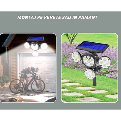 UB Lampa Solara LED AB TA121 4x casete iluminat, incarcare solara, senzor de miscare UB Lampa Solara LED AB TA121 4x casete iluminat, incarcare solara, senzor de miscare