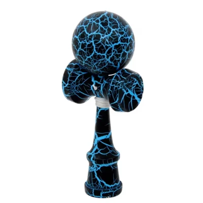Kendama profesionala din lemn 18 cm model clasic cu design crapat culoare Albastru/Negru Kendama profesionala din lemn 18 cm model clasic cu design crapat culoare Albastru/Negru
