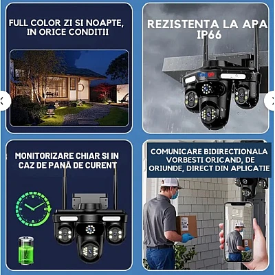 Camera de Supraveghere Conexiune WIFI 3 Lentile 12 MP Vedere Panoramica Night vision Camera de Supraveghere Conexiune WIFI 3 Lentile 12 MP Vedere Panoramica Night vision