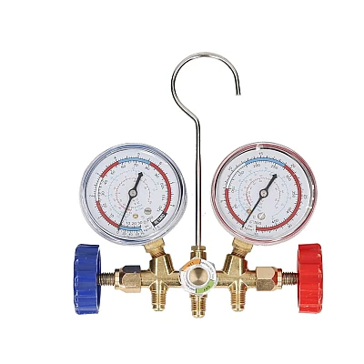 Kit verificat AC cu 2 manometre 2 robineti si 3 furtune 90cm pentru aer conditionat / Freon Kit verificat AC cu 2 manometre 2 robineti si 3 furtune 90cm pentru aer conditionat / Freon