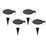 Set 4 lampi solare de gradina rotunde cu LED ALB in forma de cerc pliabil
