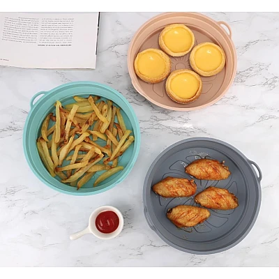 Set 2 Tavi Silicon pentru Air Fryer Friteuza Prajit Copt Pliabile Set 2 Tavi Silicon pentru Air Fryer Friteuza Prajit Copt Pliabile