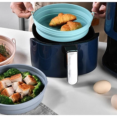 Set 2 Tavi Silicon pentru Air Fryer Friteuza Prajit Copt Pliabile Set 2 Tavi Silicon pentru Air Fryer Friteuza Prajit Copt Pliabile