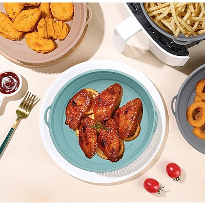 Set 2 Tavi Silicon pentru Air Fryer Friteuza Prajit Copt Pliabile Set 2 Tavi Silicon pentru Air Fryer Friteuza Prajit Copt Pliabile