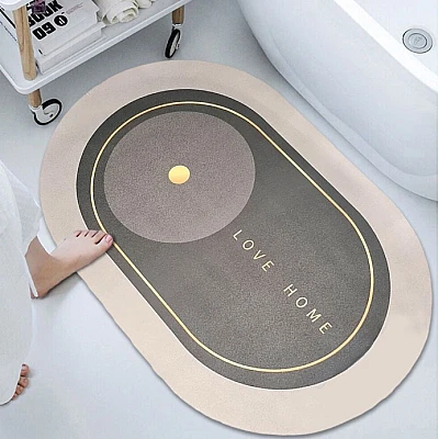 UB Covor de Baie Antiderapant si Absorbant Model Home Oval 87 x 56 cm VERDE LY