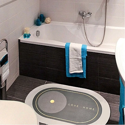 UB Covor de Baie Antiderapant si Absorbant Model Home Oval 87 x 56 cm VERDE LY