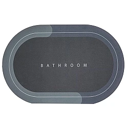 Covor de Baie GRI Antiderapant si Absorbant Model Bathroom Oval 58 x 78 cm