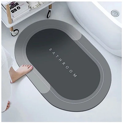 Covor de Baie GRI Antiderapant si Absorbant Model Bathroom Oval 58 x 78 cm Covor de Baie GRI Antiderapant si Absorbant Model Bathroom Oval 58 x 78 cm