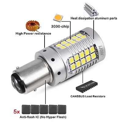 Set 2 Becuri Canbus Marsarier 1156 Alb 2000 Lm 21W/bec T15 Set 2 Becuri Canbus Marsarier 1156 Alb 2000 Lm 21W/bec T15