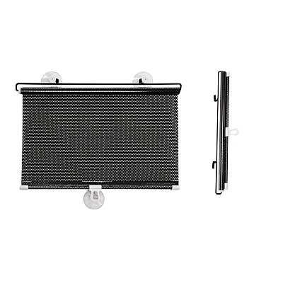 Parasolar auto cu ventuze retractabil negru 68 cm x 125 cm Parasolar auto cu ventuze retractabil negru 68 cm x 125 cm