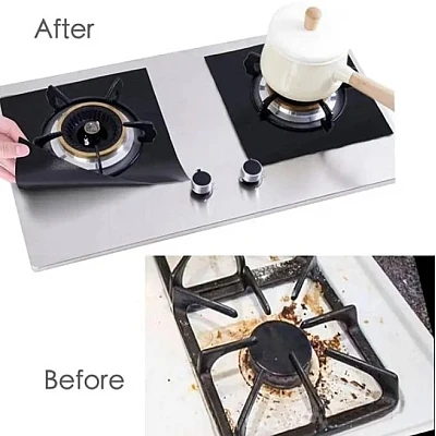Set 4 Folii TEFLON GRI Detasabile pentru Aragaz din Teflon Lavabila Reutilizabila Set 4 Folii TEFLON GRI Detasabile pentru Aragaz din Teflon Lavabila Reutilizabila