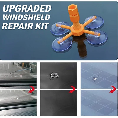 Kit Reparatie Parbriz pentru Sticla Crapata Set Corector cu Ventuza Kit Reparatie Parbriz pentru Sticla Crapata Set Corector cu Ventuza