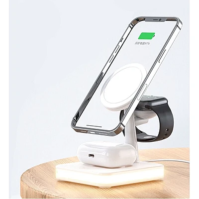 Incarcator Wireless 4 in 1 cu LED Model 991 pentru Telefon Ceas Casti Incarcator Wireless 4 in 1 cu LED Model 991 pentru Telefon Ceas Casti