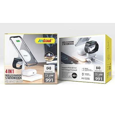 Incarcator Wireless 4 in 1 cu LED Model 991 pentru Telefon Ceas Casti Incarcator Wireless 4 in 1 cu LED Model 991 pentru Telefon Ceas Casti