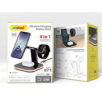 Incarcator Wireless 4 in 1 cu LED Model 971 pentru Telefon Ceas Casti Incarcator Wireless 4 in 1 cu LED Model 971 pentru Telefon Ceas Casti