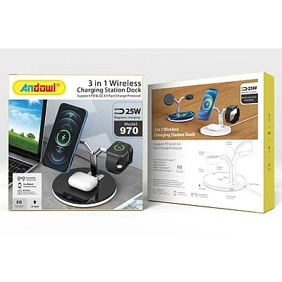 Incarcator Wireless 3 in 1 cu LED Model 970 pentru Telefon Ceas Casti Incarcator Wireless 3 in 1 cu LED Model 970 pentru Telefon Ceas Casti