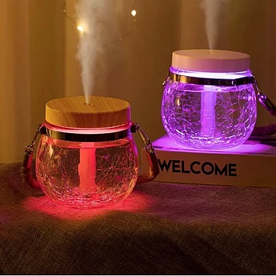 Umidificator de 400 ml si Iluminare LED RGB ZJ987 cu Lemn natural