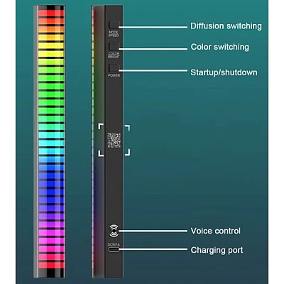 Bara RGB LED Lumini De Ritm EDAR Cu Activare Sonora Negru Bara RGB LED Lumini De Ritm EDAR Cu Activare Sonora Negru