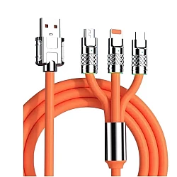 Cablu de incarcare rapida 3 in 1 S219 Portocaliu 120 W Cablu de incarcare rapida 3 in 1 S219 Portocaliu 120 W