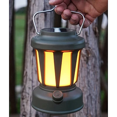 Lampa Solara de Camping LY18 Verde cu Maner Lampa Solara de Camping LY18 Verde cu Maner