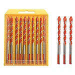 Set 10 Burghiu cu tija de gaurit si cap triunghiular portocaliu 8 mm