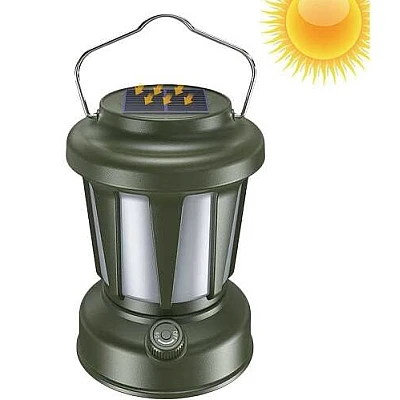 Lampa Solara Retro Camping LY18 Verde cu Maner Reincarcabila Lampa Solara Retro Camping LY18 Verde cu Maner Reincarcabila