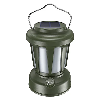 Lampa Solara Retro Camping LY18 Verde cu Maner Reincarcabila Lampa Solara Retro Camping LY18 Verde cu Maner Reincarcabila
