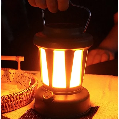 Lampa Solara Retro Camping LY18 Verde cu Maner Reincarcabila Lampa Solara Retro Camping LY18 Verde cu Maner Reincarcabila
