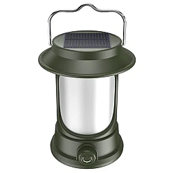 UB Lampa Solara Retro Camping LY17 Verde cu Maner Reincarcabila