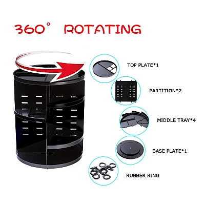 Organizator de Machiaj Circular 360 Grade Negru Organizator de Machiaj Circular 360 Grade Negru