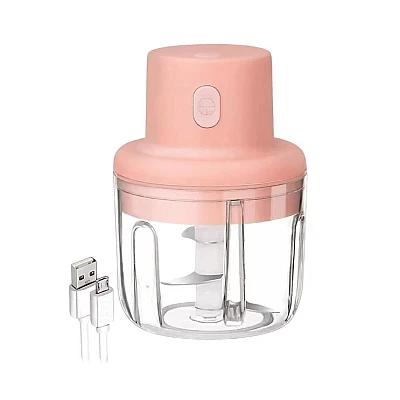 Mini Tocator Alimente si Legume cu Incarcare prin USB 45W ROZ Mini Tocator Alimente si Legume cu Incarcare prin USB 45W ROZ