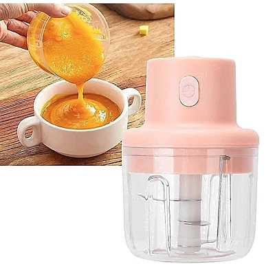 Mini Tocator Alimente si Legume cu Incarcare prin USB 45W ROZ Mini Tocator Alimente si Legume cu Incarcare prin USB 45W ROZ