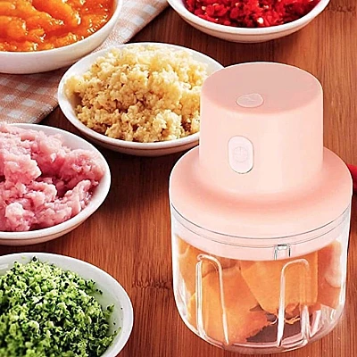 Mini Tocator Alimente si Legume cu Incarcare prin USB 45W ROZ Mini Tocator Alimente si Legume cu Incarcare prin USB 45W ROZ