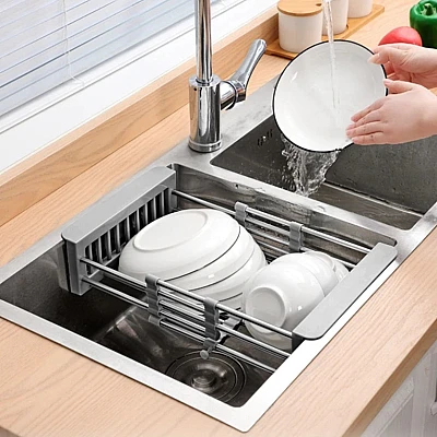 Vesela Multifunctionala Extensibila 30-44 x 21.5 x 9 cm Inox si Polipropilena Vesela Multifunctionala Extensibila 30-44 x 21.5 x 9 cm Inox si Polipropilena
