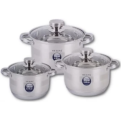 Set 3 Oale inox VL375 grele din Otel inoxidabil cu Capac Set 3 Oale inox VL375 grele din Otel inoxidabil cu Capac