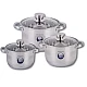 Set 3 Oale inox VL375 grele din Otel inoxidabil cu Capac Set 3 Oale inox VL375 grele din Otel inoxidabil cu Capac