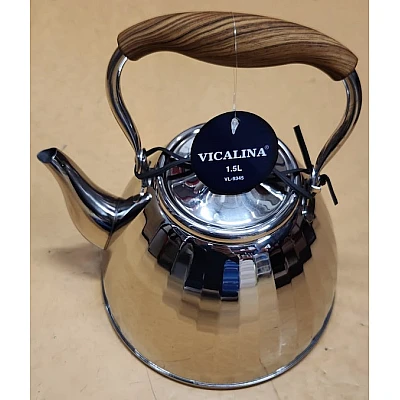 Ibric Ceai VL-9345 Vicalina ARGINTIU 1.5L cu Maner Lemn Ibric Ceai VL-9345 Vicalina ARGINTIU 1.5L cu Maner Lemn