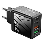 Adaptor Alimentare NEGRU 2 USB + 2 USB C 36W Incarcator Rapid si Cablu Type C