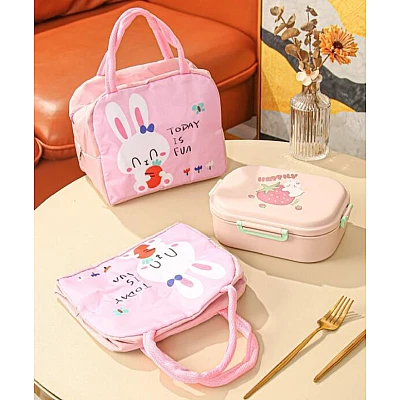 Geanta de pranz termica din panza Pink Bunny Geanta de pranz termica din panza Pink Bunny