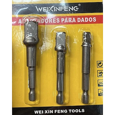 Set 3 adaptor priza Burghie cu tija 1/4" hexagonala 1/4-3/8-1/2'' Set 3 adaptor priza Burghie cu tija 1/4" hexagonala 1/4-3/8-1/2''