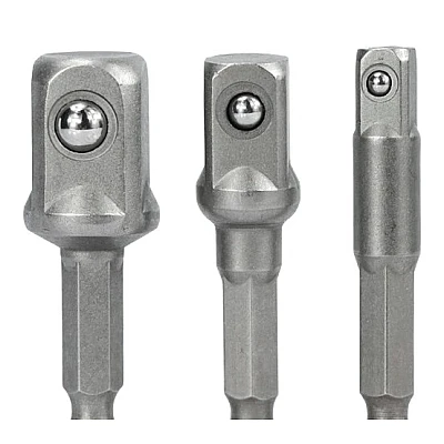 Set 3 adaptor priza Burghie cu tija 1/4" hexagonala 1/4-3/8-1/2'' Set 3 adaptor priza Burghie cu tija 1/4" hexagonala 1/4-3/8-1/2''