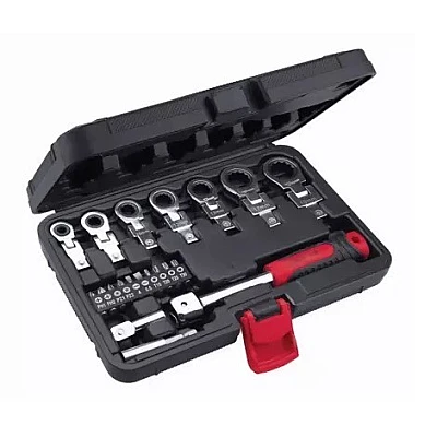 Chei unghiulare cu clichet 6-19mm CrV 20 buc si capete interschimbabile Chei unghiulare cu clichet 6-19mm CrV 20 buc si capete interschimbabile