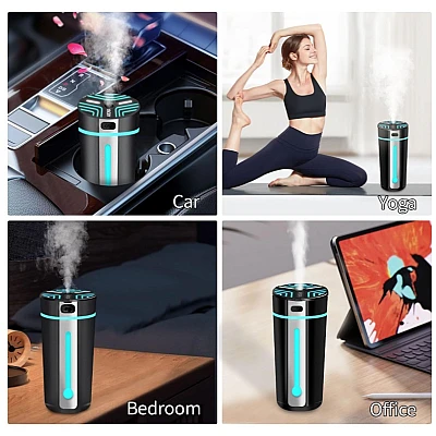 Difuzor de uleiuri esentiale pentru masina cu USB si RGB 300 ml Difuzor de uleiuri esentiale pentru masina cu USB si RGB 300 ml