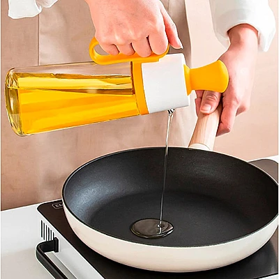 Oliviera cu perie dozatoare gradata si picurator pentru ulei/otet din sticla 550 ml Oliviera cu perie dozatoare gradata si picurator pentru ulei/otet din sticla 550 ml