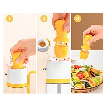 Oliviera cu perie dozatoare gradata si picurator pentru ulei/otet din sticla 550 ml Oliviera cu perie dozatoare gradata si picurator pentru ulei/otet din sticla 550 ml