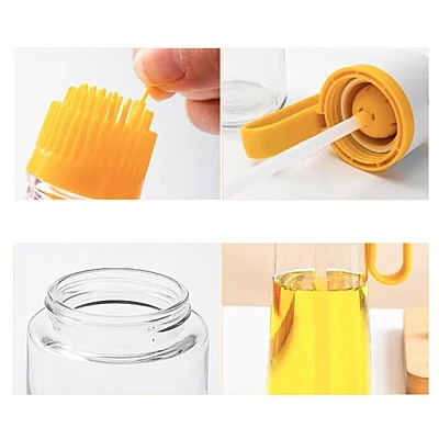 Oliviera cu perie dozatoare gradata si picurator pentru ulei/otet din sticla 550 ml Oliviera cu perie dozatoare gradata si picurator pentru ulei/otet din sticla 550 ml